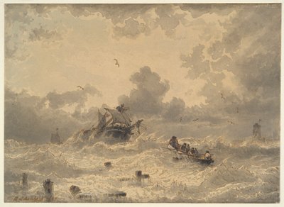 Bouře na moři od Andreas Achenbach