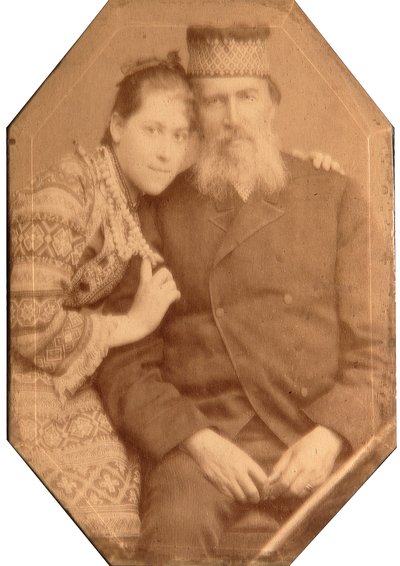 Portrét básníka Jakova Petroviče Polonského (Iakov Petrovič Polonskij) (1820-1898) s dcerou Natalií. od Andrei Osipovich Karelin