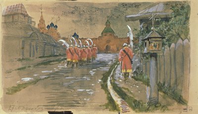 Pouliční hlídka u Iljinských bran ve staré Moskvě, 1897 od Andrei Petrovich Ryabushkin