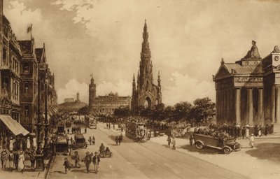 Edinburgh: Princes Street z Mound (litho) od Andrew Allan