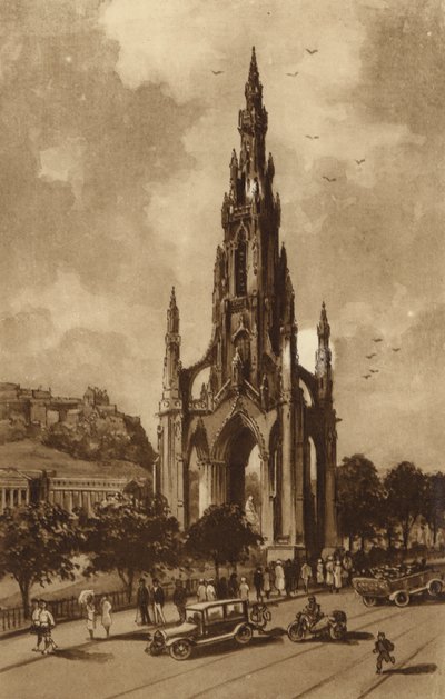 Edinburgh: The Scott Monument, Princes Streek (litho) od Andrew Allan