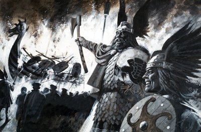 Lerwick Up Helly, Vikingská slavnost (kvaš na papíře) od Andrew Howat