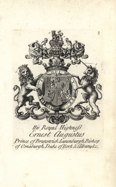 Erb a erb HRH Ernest Augustus, princ Brunswick Luneburg, biskup z Osnaburghu, vévoda z Yorku a Albany od Andrew Johnston