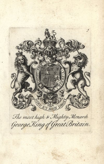 Erb a erb nejvyššího a nejmocnějšího panovníka krále Jiřího I. Velké Británie od Andrew Johnston