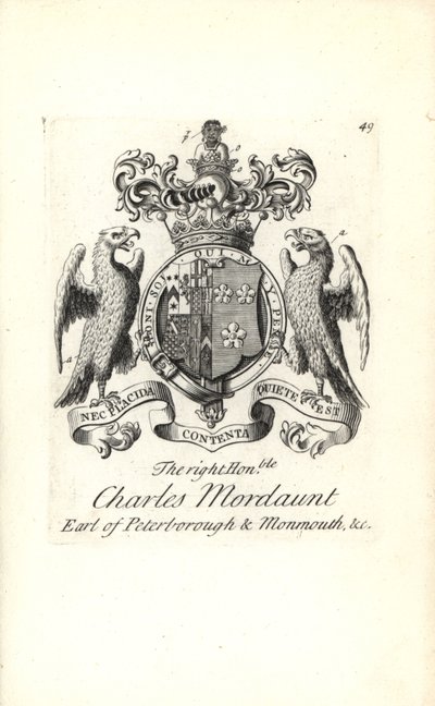 Erb a erb ctihodného Charlese Mordaunta, 3. hraběte z Peterborough a 1. hraběte z Monmouthu od Andrew Johnston