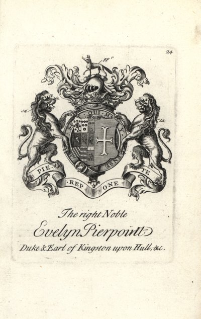 Erb a erb pravého šlechtice Evelyn Pierpoint, vévody a hraběte z Kingston upon Hull od Andrew Johnston
