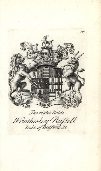 Erb a erb pravého šlechtice Wriothesley Russell, 3. vévoda z Bedfordu od Andrew Johnston