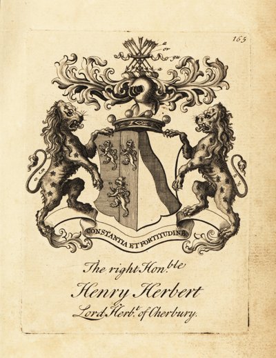 Erb ctihodného Henryho Herberta, lorda Herberta z Cherbury, barona Herberta z Cherbury (nebo Chirbury) od Andrew Johnston
