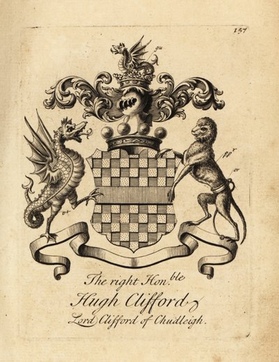 Erb pravé ctihodné Hugh Clifford, lord Clifford z Chudleigh, druhý baron Clifford z Chudleigh (1663–1730) od Andrew Johnston