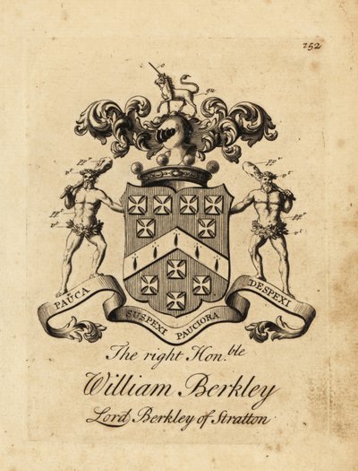 Erb pravé ctihodné William Berkley, lord Berkley ze Strattonu, 4. baron Berkeley ze Strattonu, zemřel 1741 od Andrew Johnston