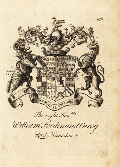 Erb ctihodného Williama Ferdinanda Careyho, 8. barona Hundsena, lorda Hunsdona od Andrew Johnston