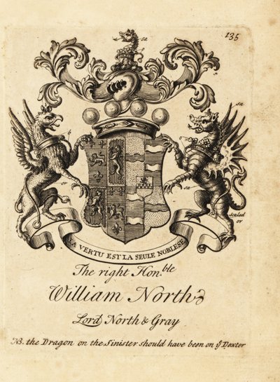 Erb pravého ctihodného Williama Northa, Lorda Northa & Graye, 6. barona Northa, 2. barona Graye od Andrew Johnston