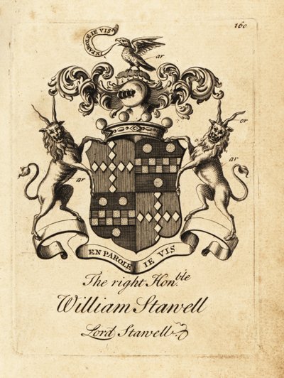 Erb pravého ctihodného William Stawell, Lord Stawell, 3. baron Stawell (zemřel 1742) od Andrew Johnston