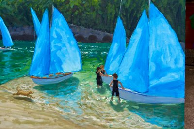 Modré plachty, Looe, 2018, od Andrew Macara
