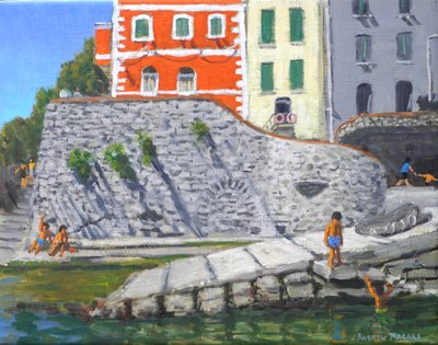 Portafino, Itálie (olej na plátně) od Andrew Macara