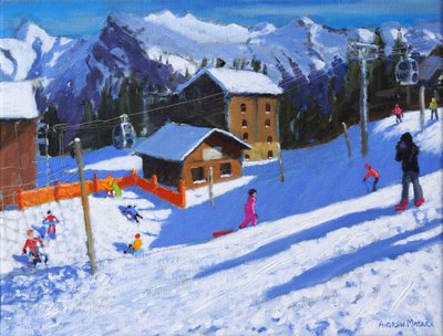 Zimní stadion, Samoens, Francie, 2022 (olej na plátně) od Andrew Macara
