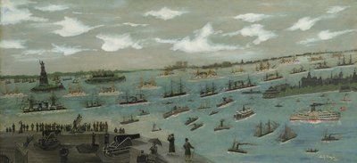 Přehled flotily Spojených států v newyorském přístavu se sochou Svobody, 1893 od Andrew Meyer