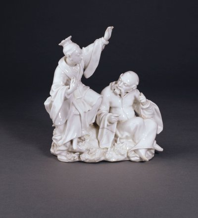 Skupina Derby na suchém okraji Chinoiserie symbolizující sluch ze souboru smyslů, kolem 1750-1752 (čína) od Andrew Planché