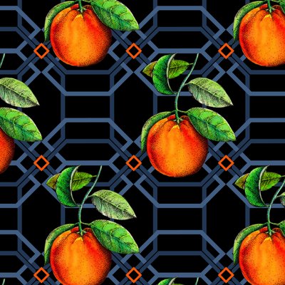Orange geometric, 2018, pero a inkoust, akvarel, digitální) od Andrew Watson