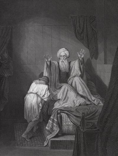 Izák žehná Jákobovi (rytina) od Ange-Louis (1815-72) (after) Janet