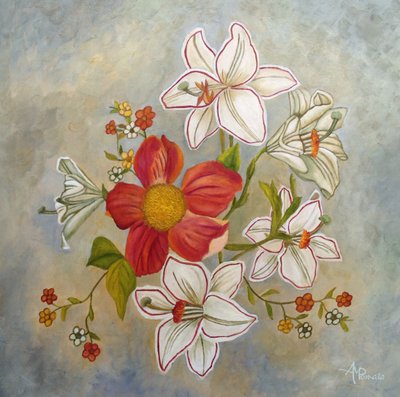 Červeno-bílá květinová kytice od Angeles M. Pomata