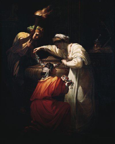Kleopatra zdobí hrob Marka Anthonyho, Angelica Kauffmann (1741-1807), olej na plátně od Angelica Kauffmann