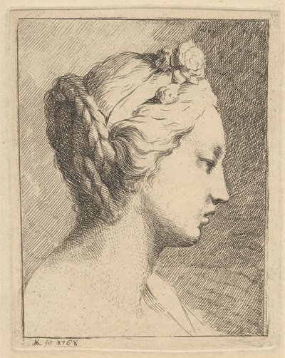 Hlava mladé ženy v profilu směrem doprava od Angelica Kauffmann