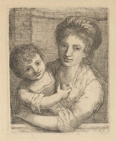 Matka držící dítě s jablkem od Angelica Kauffmann