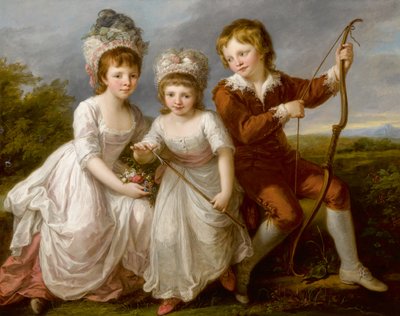 Portrét Lady Georgiana Spencer, Henrietta Spencer a George Viscount Althorp, c. 1766. od Angelica Kauffmann
