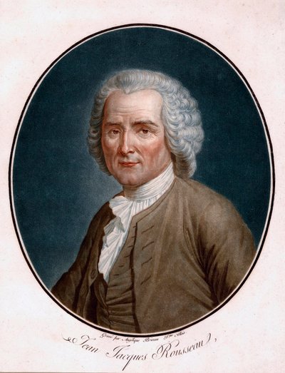 Portrét Jeana Jacquese Rousseaua (1712-1778) - Portrét Jean-Jacquese Rousseaua - ryl Angelique Allais (rozená Briceau) (aktivní 18. století), lept, akvarel 1791 (24,5x21,5cm) - Bibliotheque de Geneve od Angelique (fl.1796-d.1827) Allais