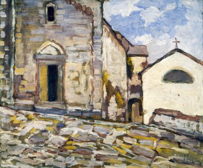 Fasáda kostela, Angelo Balbi (1872-1939). Itálie, 20. století. od Angelo Balbi