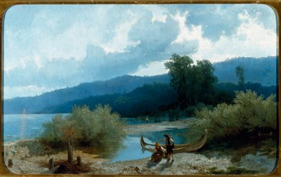 Krajina jezera (Jezerní krajina) Malba Angela Beccaria (1820-1897) 1862 Rozměr 55,5x90,3 cm Genes, Galleria d