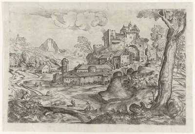 Krajina s řekou a hradem od Angelo Falconetto (attributed to)