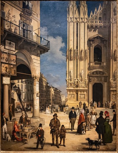 Pohled na Duomo s Coperto of Figini od Angelo Inganni