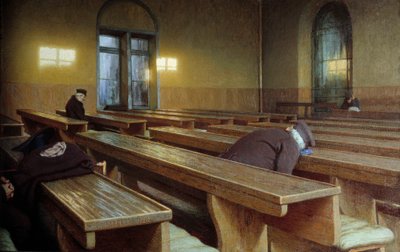 Den oslav v hospici Trivulzio v Miláně. Obraz Angela Morbelliho (1853-1919) od Angelo Morbelli