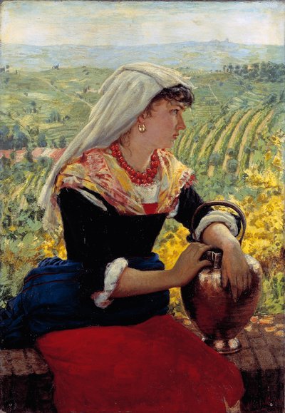 Portrét jeho manželky v oblečení Monferrato od Angelo Morbelli