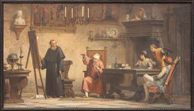 Piero della Francesca diktuje pravidla geometrie Lucovi Paciolimu. od Angelo Tricca