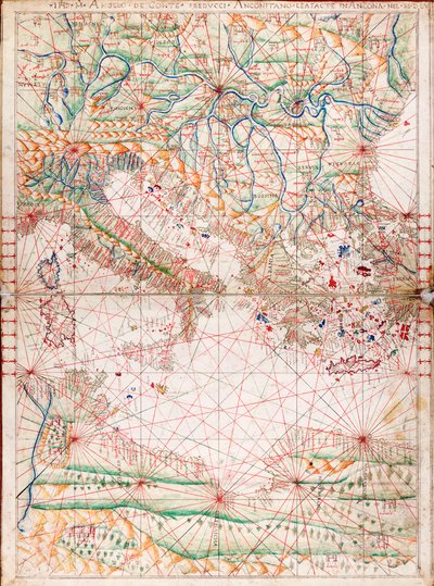Mapa centrálního Středomoří od Angelo de Conte Freducci