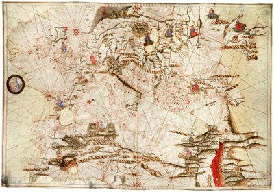 Středomoří, Černé moře a severovýchodní Atlantik, cca 1550 (pergamen) od Angelo de Conte Freducci