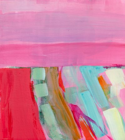 Summer Wheatfields (večer), 2012, akryl na dřevě od Angie Kenber
