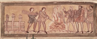 Cott Tib B V f.8 Oteplování a kovářství, cca 1030 (vellum) od Anglo Saxon