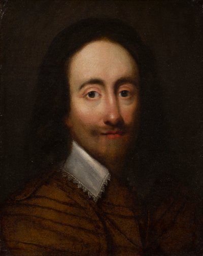 Portrét krále Karla I. (olej na stříbrné zlacené kůži) od Anglo Flemish School