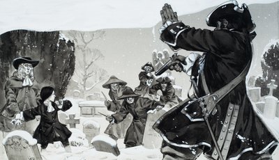 Rvačka na hřbitově (kvaš na papíře) od Angus McBride