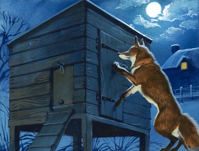 Liška u kuřecí boudy od Angus McBride