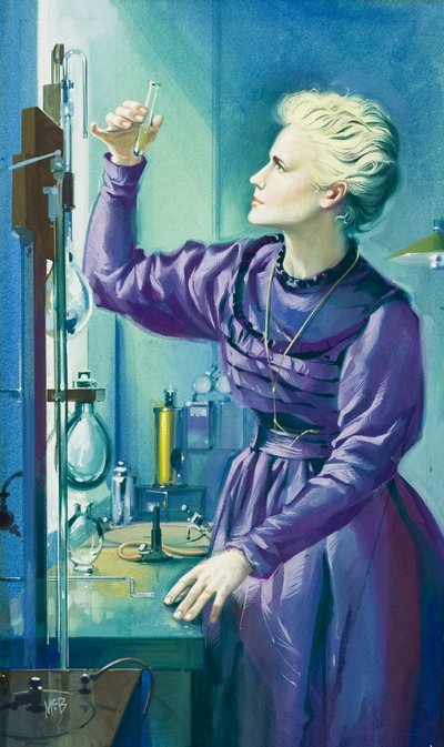 Madame Curie (1867-1934) (kvaš na papíře) od Angus McBride