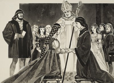 Sňatek Lukrécie Borgiové (1480-1519) s vévodou Alfonsem (kvaš na papíře) od Angus McBride