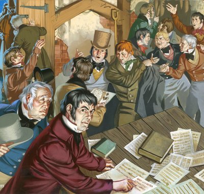 Setkání chartistů (kvaš na papíře) od Angus McBride