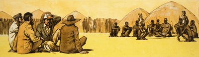 Průkopníci vyjednávají s kmenovými náčelníky v Africe od Angus McBride