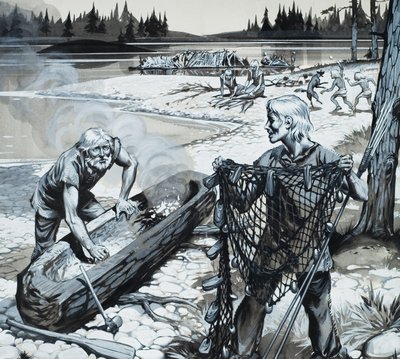Lesní lidé Skandinávie (kvaš na papíře) od Angus McBride