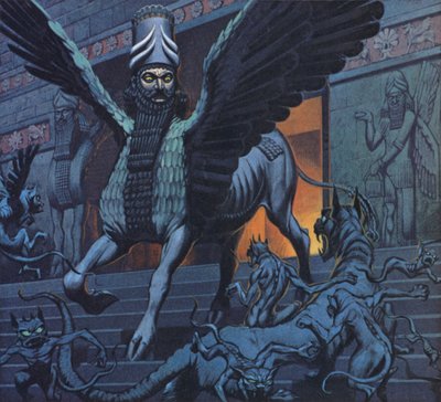 Lamassu (barevná litografie) od Angus McBride